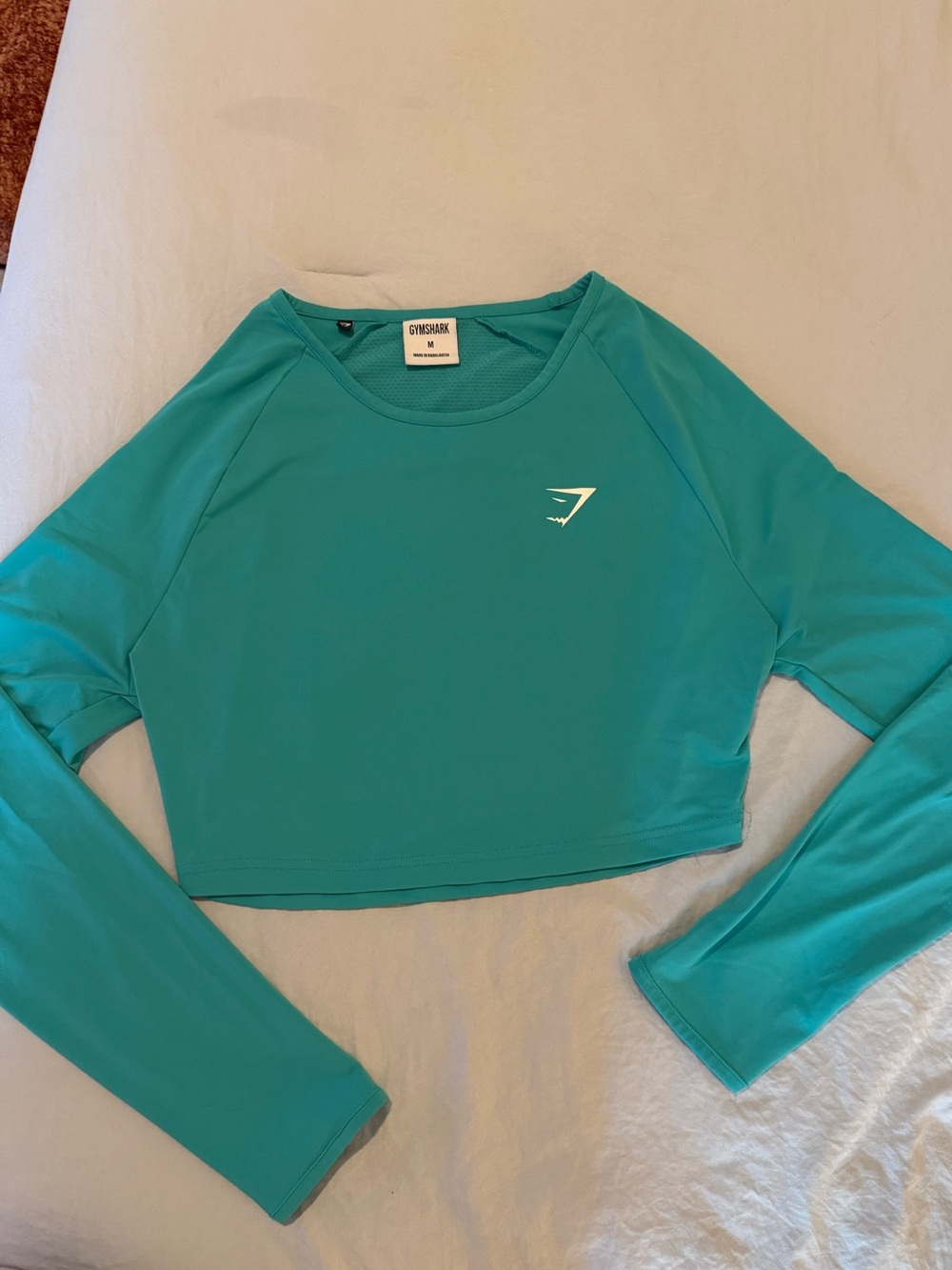Gymshark Teal Cropped Long-Sleeve Performance Top